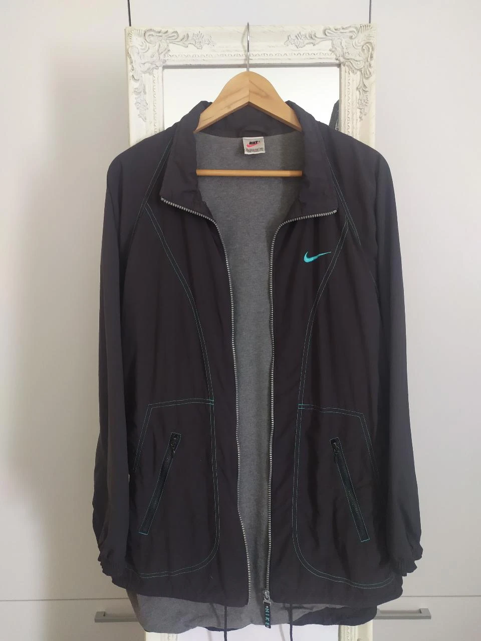 Vintage Y2K Nike GG Escuro Cinza Nylon Jaqueta Cortavento Original – photo 6